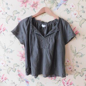 🦔🐾 Anthropologie Lace Olive Khaki Breezy Shirt 🦔🐾